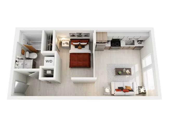 Open 1x1 D 302 floor plan